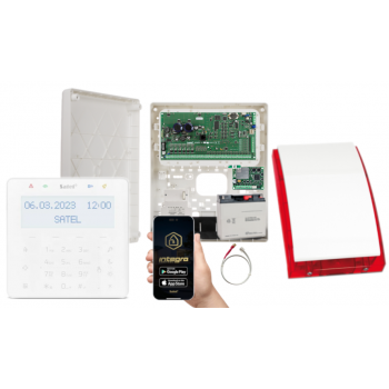 ZESTAW ALARMOWY SATEL INTEGRA 64 PLUS + INT-KSG2R-W + OPU-3P + AWT800 + 17Ah + INT-GSM LTE + SP-4001R